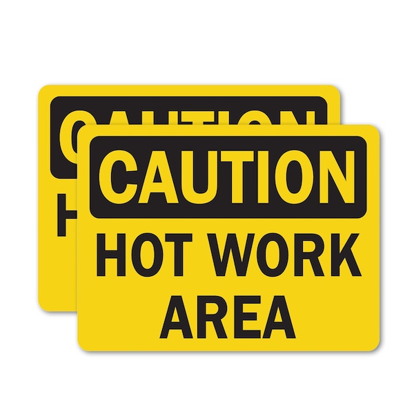 Signmission Hot Surface Sign, 3.5 in H x 5 in W, Vinyl Decal, Hot Work Area OS-2PACK-CS-D-35-L-19189 - main